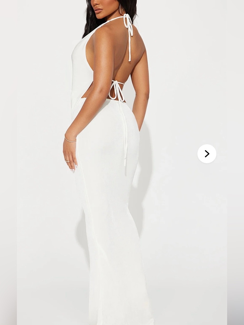 Elegant White Halter Cowl Neck Maxi Dress - Picture 4 of 5